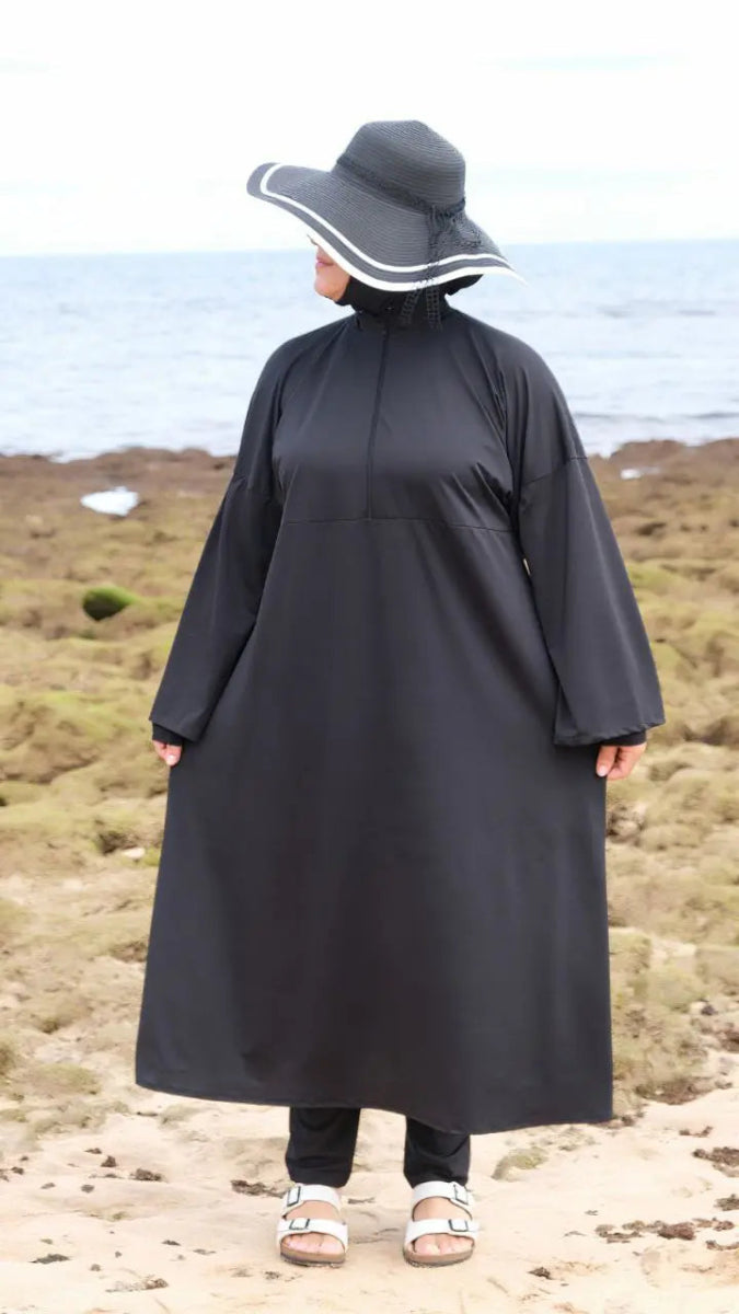بوركيني Malak - بدلة سباحة شرعية مضادة للماء بأسود أنيق en – Boutique Nazlyshop