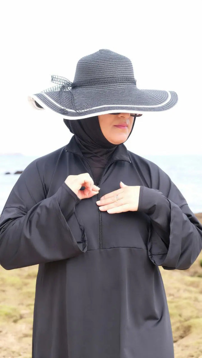 بوركيني Malak - بدلة سباحة شرعية مضادة للماء بأسود أنيق en – Boutique Nazlyshop
