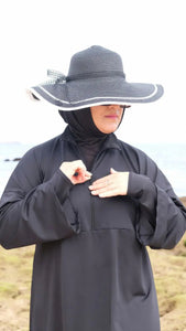 بوركيني Malak - بدلة سباحة شرعية مضادة للماء بأسود أنيق en – Boutique Nazlyshop