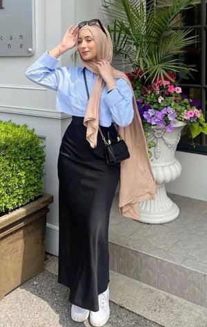 Jupe satin longue en – Boutique Nazlyshop